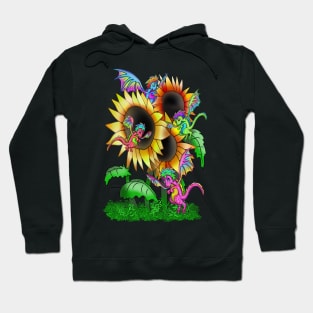 Cute little dragons and big sunflowers Hoodie